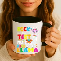 Testing Day Rock The Test Teaching No Prob Llama Teacher Mug