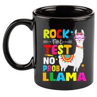 Testing Day Rock The Test Teaching No Prob Llama Teacher 11oz C Handle Ceramic Mug