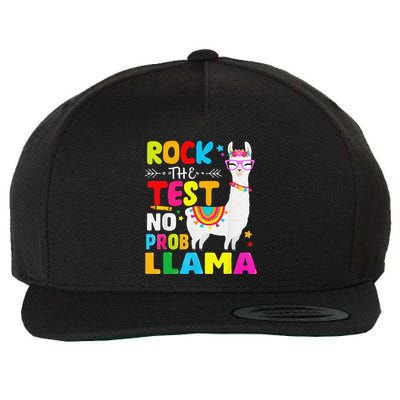 Testing Day Rock The Test Teaching No Prob Llama Teacher Wool Snapback Cap