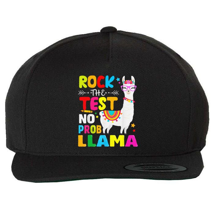 Testing Day Rock The Test Teaching No Prob Llama Teacher Wool Snapback Cap
