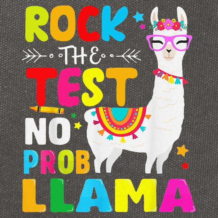Testing Day Rock The Test Teaching No Prob Llama Teacher Cotton Canvas Backpack