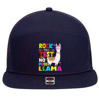 Testing Day Rock The Test Teaching No Prob Llama Teacher 7 Panel Mesh Trucker Snapback Hat