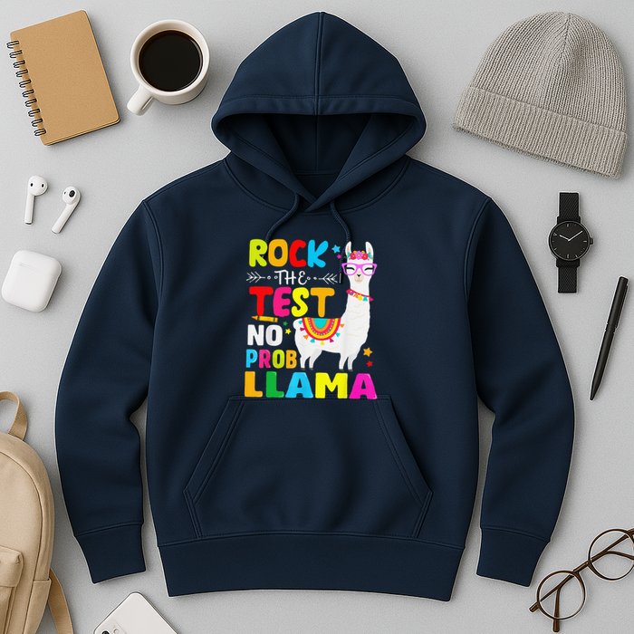 Testing Day Rock The Test Teaching No Prob Llama Teacher Hoodie