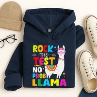 Testing Day Rock The Test Teaching No Prob Llama Teacher Hoodie