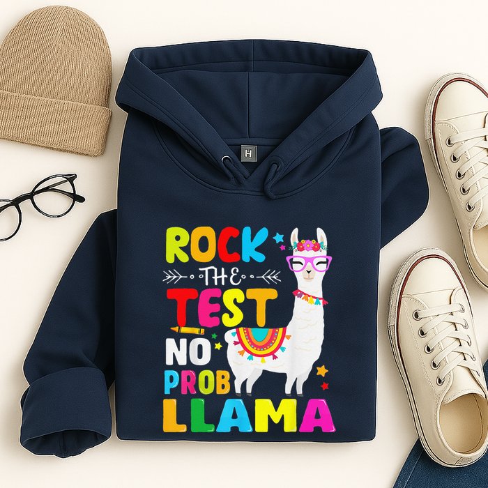 Testing Day Rock The Test Teaching No Prob Llama Teacher Hoodie