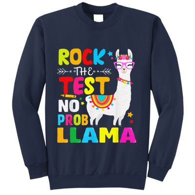 Testing Day Rock The Test Teaching No Prob Llama Teacher Sweatshirt