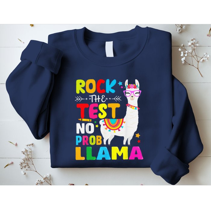 Testing Day Rock The Test Teaching No Prob Llama Teacher Sweatshirt