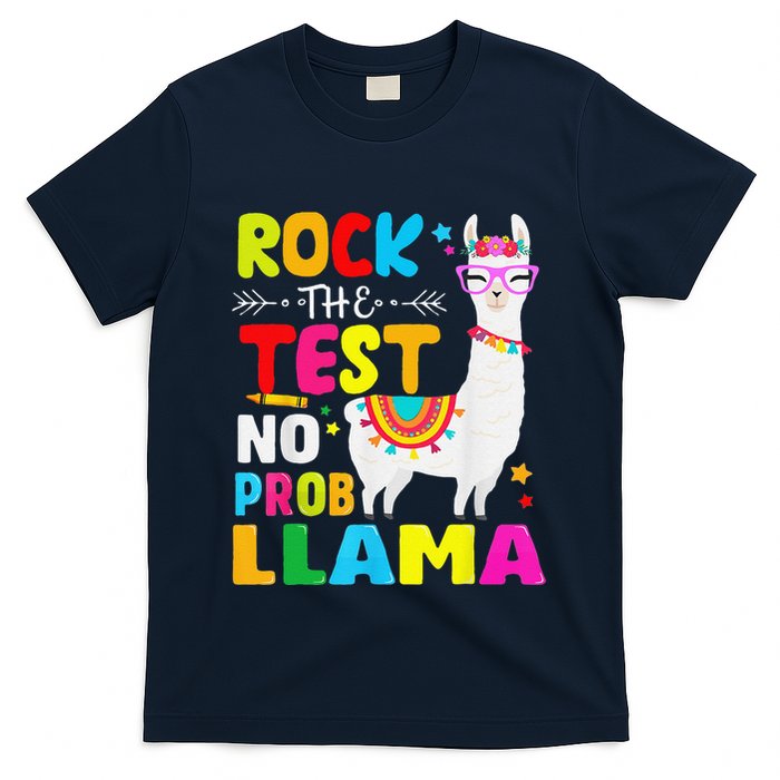 Testing Day Rock The Test Teaching No Prob Llama Teacher T-Shirt