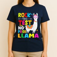 Testing Day Rock The Test Teaching No Prob Llama Teacher T-Shirt