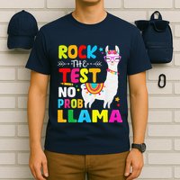Testing Day Rock The Test Teaching No Prob Llama Teacher T-Shirt