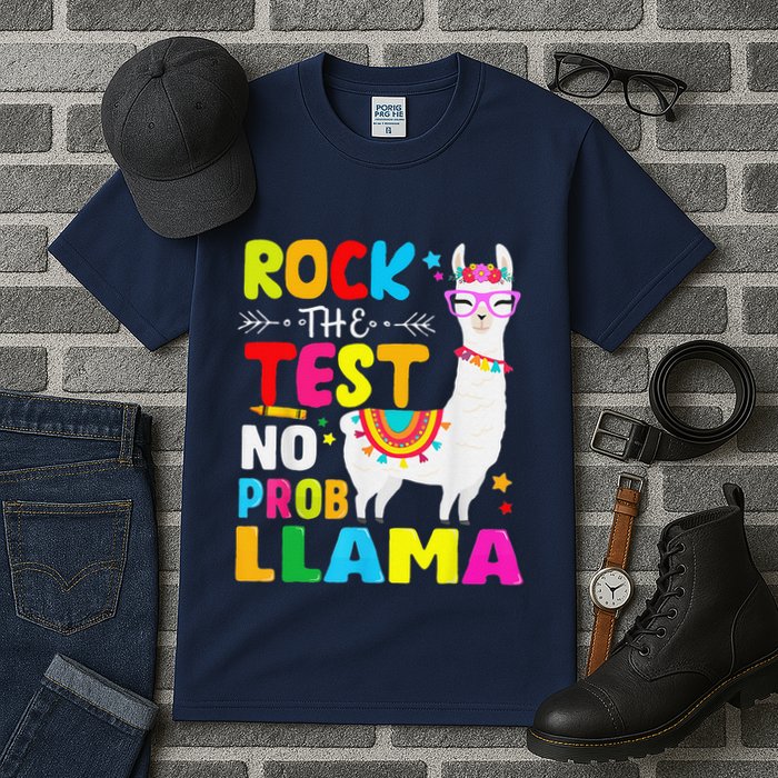 Testing Day Rock The Test Teaching No Prob Llama Teacher Tall T-Shirt