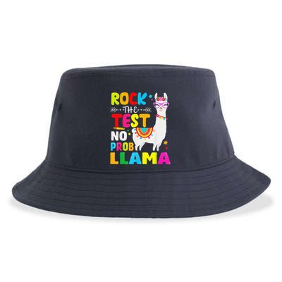 Testing Day Rock The Test Teaching No Prob Llama Teacher Sustainable Bucket Hat