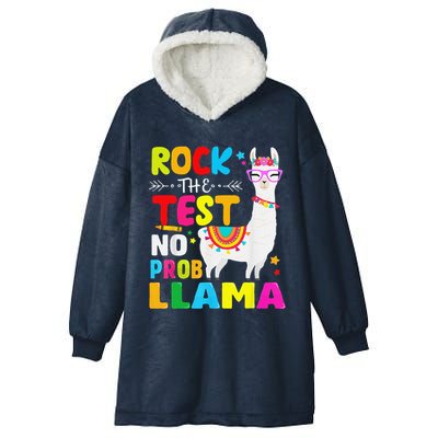 Testing Day Rock The Test Teaching No Prob Llama Teacher Hooded Wearable Blanket
