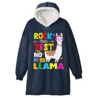 Testing Day Rock The Test Teaching No Prob Llama Teacher Hooded Wearable Blanket