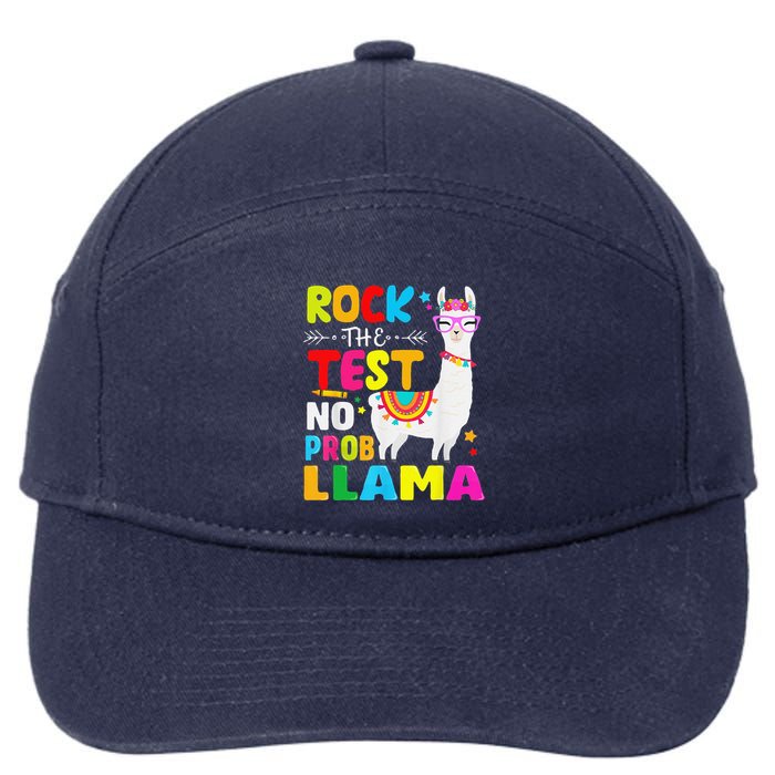 Testing Day Rock The Test Teaching No Prob Llama Teacher 7-Panel Snapback Hat