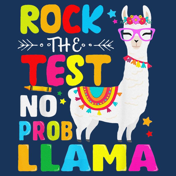 Testing Day Rock The Test Teaching No Prob Llama Teacher Bucket Hat