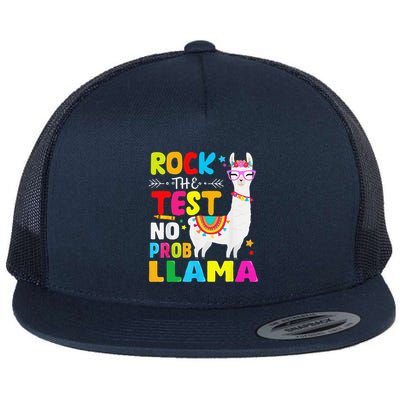 Testing Day Rock The Test Teaching No Prob Llama Teacher Flatbill Hat