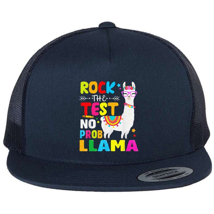 Testing Day Rock The Test Teaching No Prob Llama Teacher Flatbill Hat