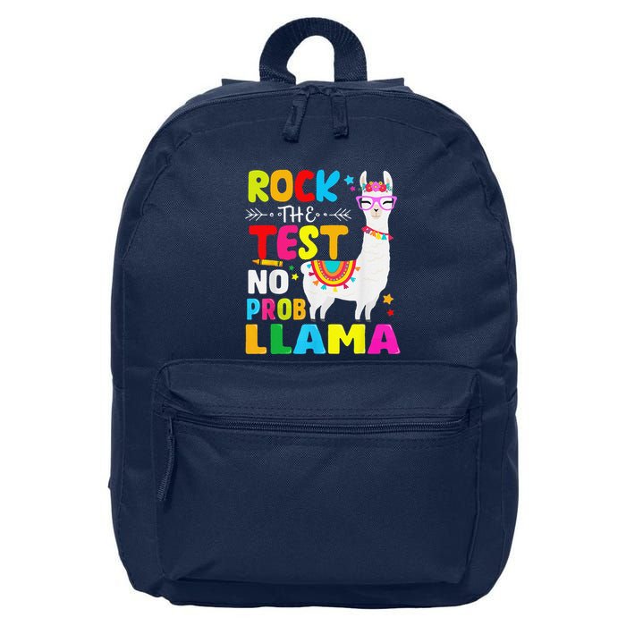 Testing Day Rock The Test Teaching No Prob Llama Teacher 16 in Basic Backpack