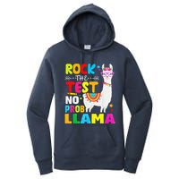 Testing Day Rock The Test Teaching No Prob Llama Teacher Women's Pullover Hoodie