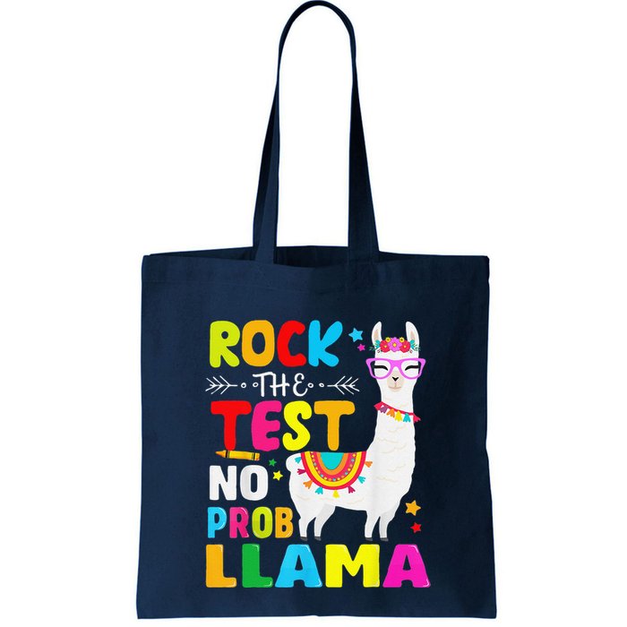 Testing Day Rock The Test Teaching No Prob Llama Teacher Bag