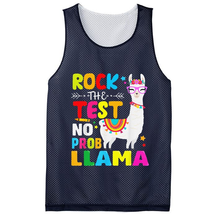 Testing Day Rock The Test Teaching No Prob Llama Teacher Mesh Reversible Basketball Jersey Tank