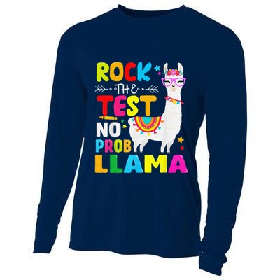 Testing Day Rock The Test Teaching No Prob Llama Teacher Cooling Performance Long Sleeve Crew