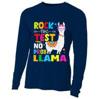 Testing Day Rock The Test Teaching No Prob Llama Teacher Cooling Performance Long Sleeve Crew