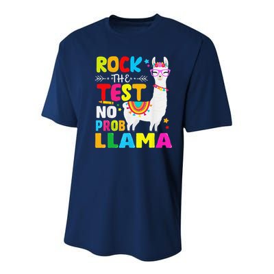 Testing Day Rock The Test Teaching No Prob Llama Teacher Youth Performance Sprint T-Shirt