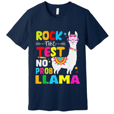Testing Day Rock The Test Teaching No Prob Llama Teacher Premium T-Shirt