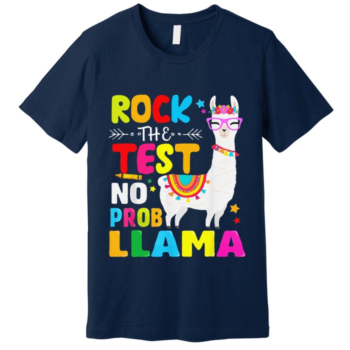 Testing Day Rock The Test Teaching No Prob Llama Teacher Premium T-Shirt