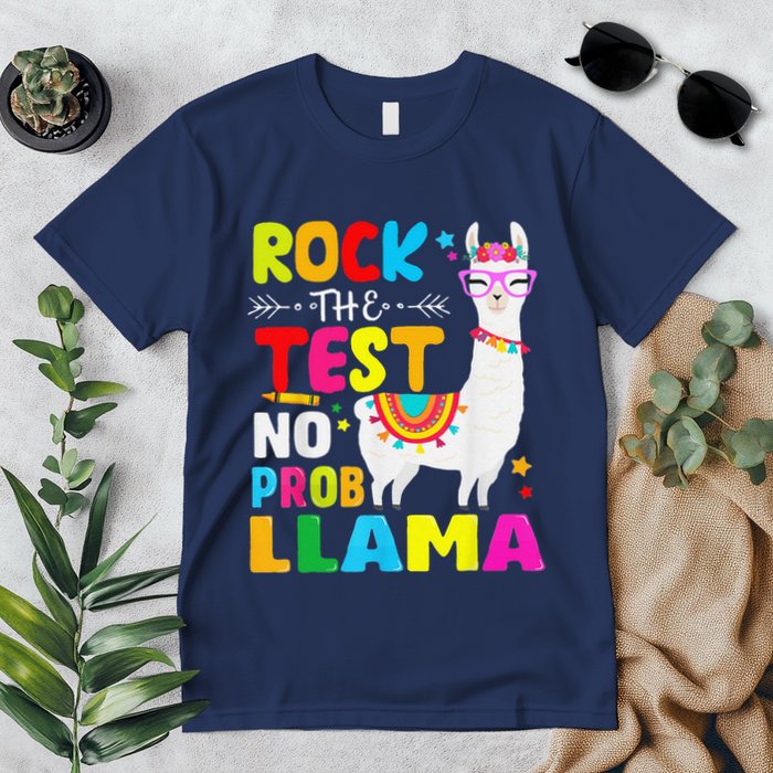 Testing Day Rock The Test Teaching No Prob Llama Teacher Premium T-Shirt