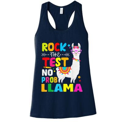 Testing Day Rock The Test Teaching No Prob Llama Teacher Womens Tank Top