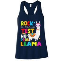 Testing Day Rock The Test Teaching No Prob Llama Teacher Womens Tank Top