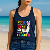 Testing Day Rock The Test Teaching No Prob Llama Teacher Womens Tank Top