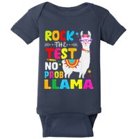 Testing Day Rock The Test Teaching No Prob Llama Teacher Baby Bodysuit