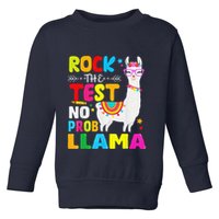 Testing Day Rock The Test Teaching No Prob Llama Teacher Toddler Sweatshirt