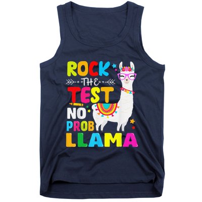 Testing Day Rock The Test Teaching No Prob Llama Teacher Tank Top