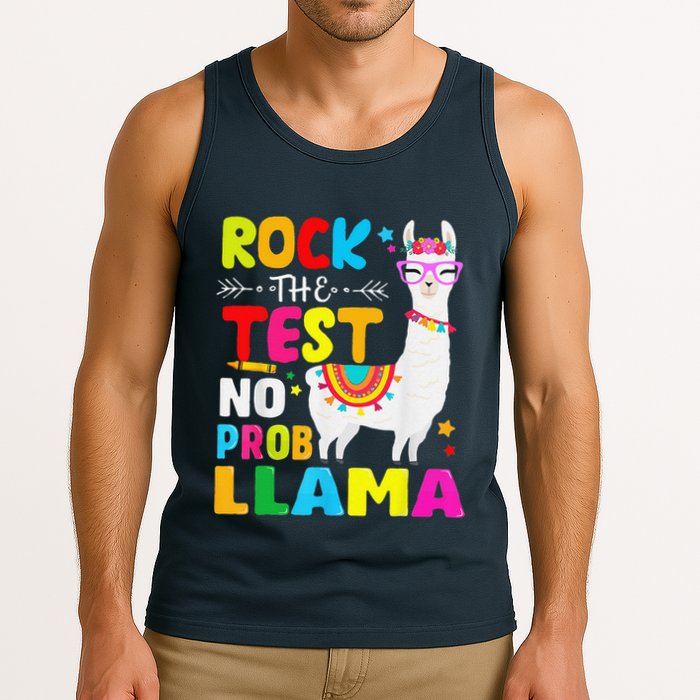 Testing Day Rock The Test Teaching No Prob Llama Teacher Tank Top