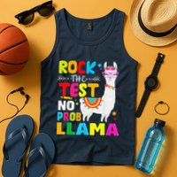 Testing Day Rock The Test Teaching No Prob Llama Teacher Tank Top