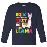 Testing Day Rock The Test Teaching No Prob Llama Teacher Toddler Long Sleeve Shirt