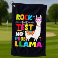 Testing Day Rock The Test Teaching No Prob Llama Teacher Golf Towel