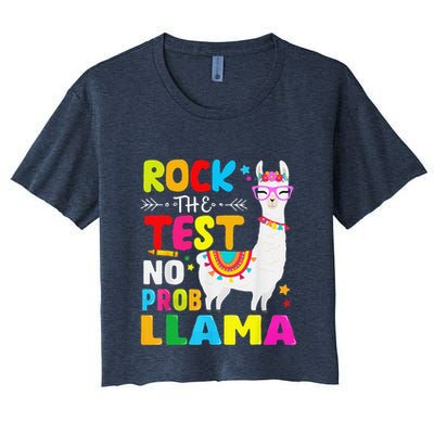 Testing Day Rock The Test Teaching No Prob Llama Teacher Crop Top