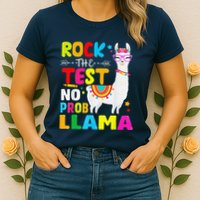 Testing Day Rock The Test Teaching No Prob Llama Teacher Womens T-Shirt
