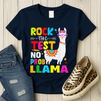 Testing Day Rock The Test Teaching No Prob Llama Teacher Womens T-Shirt