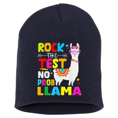 Testing Day Rock The Test Teaching No Prob Llama Teacher Short Acrylic Beanie