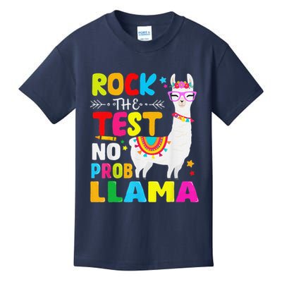 Testing Day Rock The Test Teaching No Prob Llama Teacher Kids T-Shirt