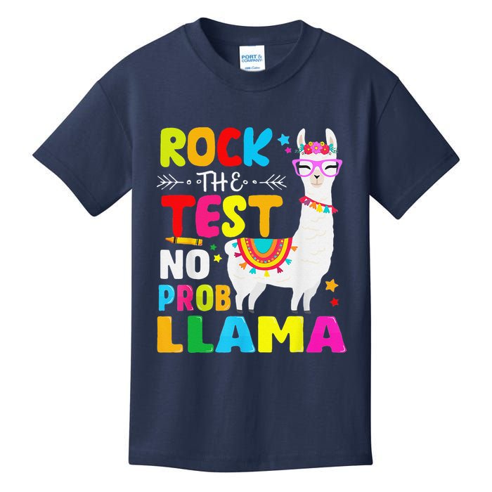 Testing Day Rock The Test Teaching No Prob Llama Teacher Kids T-Shirt