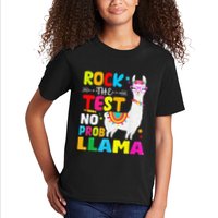 Testing Day Rock The Test Teaching No Prob Llama Teacher Kids T-Shirt