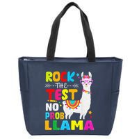 Testing Day Rock The Test Teaching No Prob Llama Teacher Zip Tote Bag